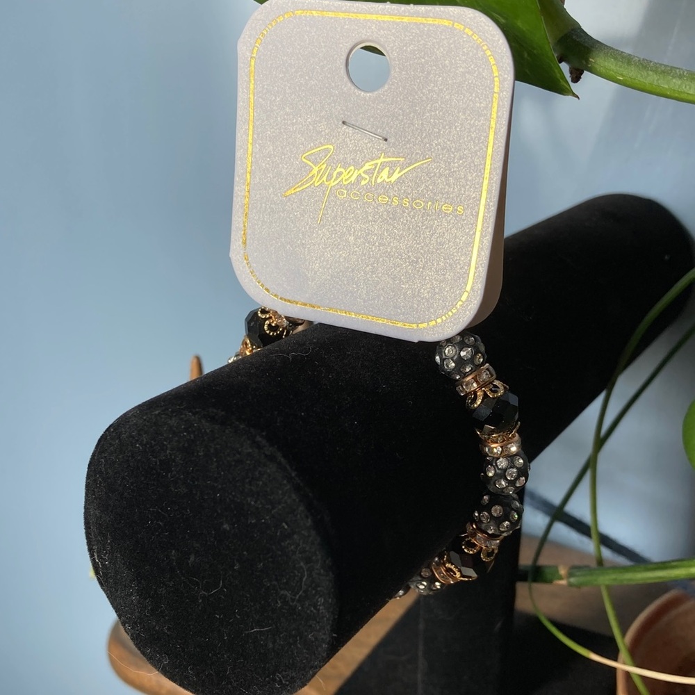 Black and Gold Stretchy Bracelet